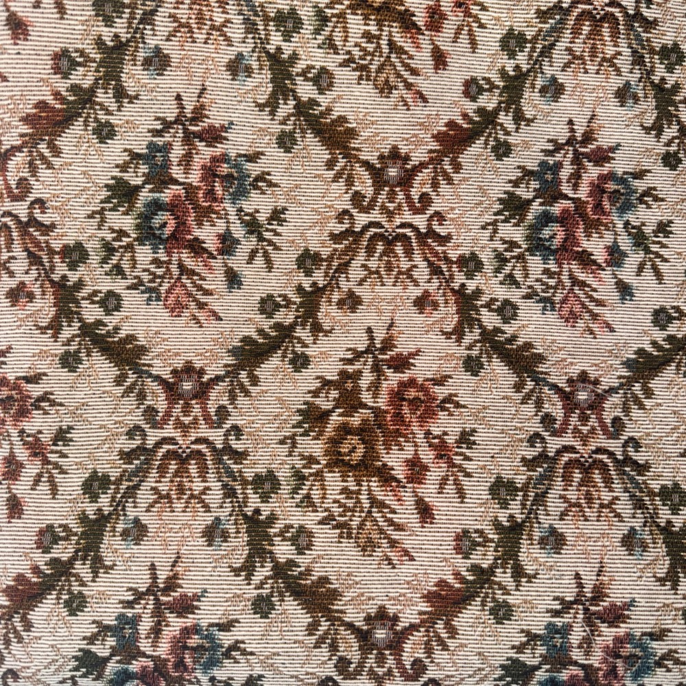 Vintage Jacquard Floral Tapestry Fabric Cream Brown 12in x 8.33yd Woven Roll